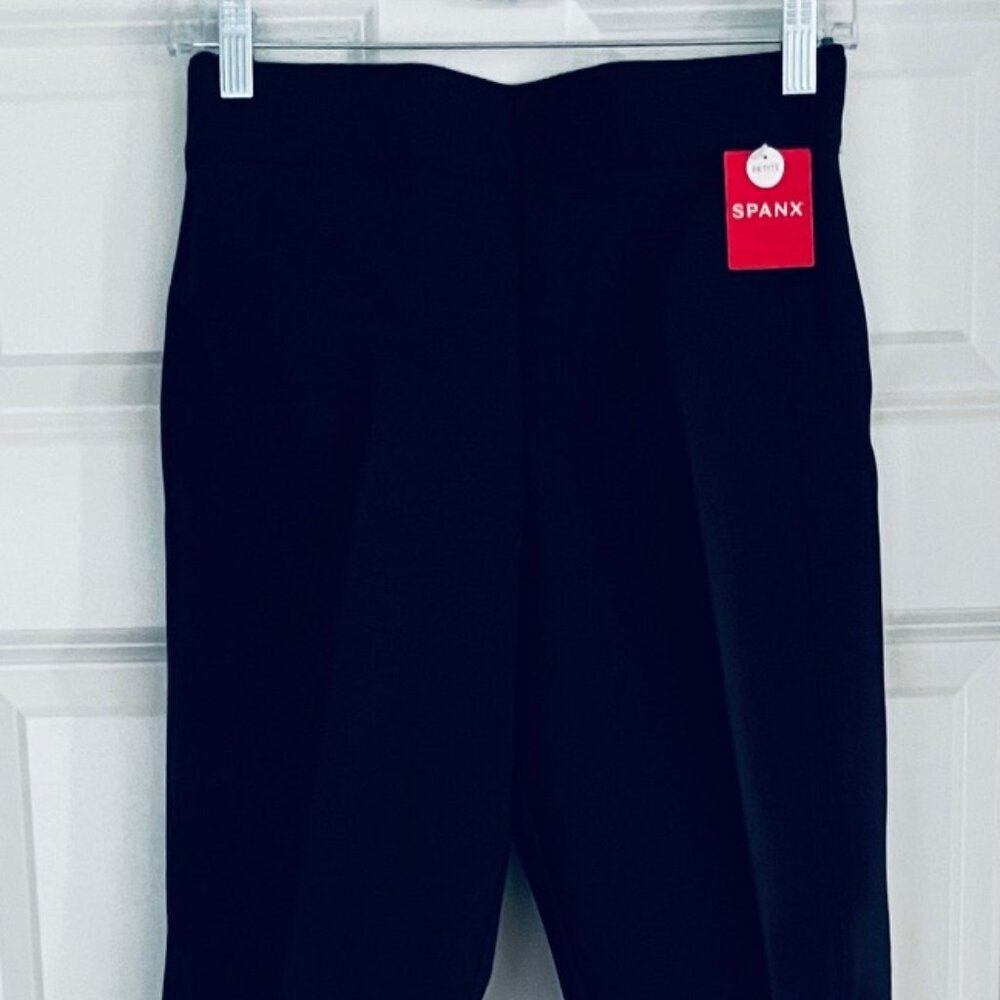 SPANX NAVY BLUE SLIM STRAIGHT LEG PANTS - SIZE SMALL PETITE LENGTH - TAGS ON